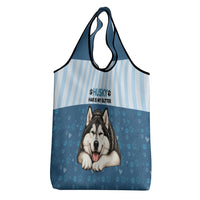 Husky Hair Is My Glitter Grocery Bag Funny Dog Quote Paw Print Pattern