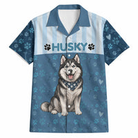 Husky Hair Is My Glitter Hawaiian Shirt Funny Dog Quote Paw Print Pattern