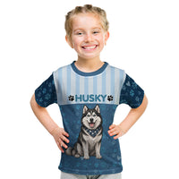 Husky Hair Is My Glitter Kid T Shirt Funny Dog Quote Paw Print Pattern