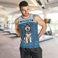 Husky Hair Is My Glitter Men Tank Top Funny Dog Quote Paw Print Pattern