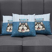 Husky Hair Is My Glitter Pillow Cover Funny Dog Quote Paw Print Pattern