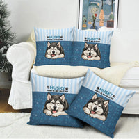 Husky Hair Is My Glitter Pillow Cover Funny Dog Quote Paw Print Pattern