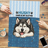 Husky Hair Is My Glitter Puzzle Funny Dog Quote Paw Print Pattern
