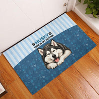 Husky Hair Is My Glitter Rubber Doormat Funny Dog Quote Paw Print Pattern