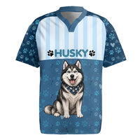 Husky Hair Is My Glitter Rugby Jersey Funny Dog Quote Paw Print Pattern