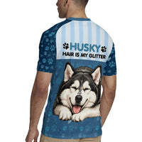 Husky Hair Is My Glitter Rugby Jersey Funny Dog Quote Paw Print Pattern