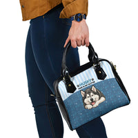 Husky Hair Is My Glitter Shoulder Handbag Funny Dog Quote Paw Print Pattern