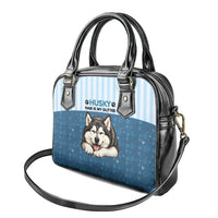 Husky Hair Is My Glitter Shoulder Handbag Funny Dog Quote Paw Print Pattern
