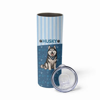Husky Hair Is My Glitter Skinny Tumbler Funny Dog Quote Paw Print Pattern