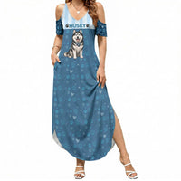 Husky Hair Is My Glitter Summer Maxi Dress Funny Dog Quote Paw Print Pattern