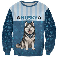 Husky Hair Is My Glitter Sweatshirt Funny Dog Quote Paw Print Pattern