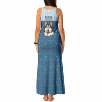 Husky Hair Is My Glitter Tank Maxi Dress Funny Dog Quote Paw Print Pattern