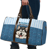 Husky Hair Is My Glitter Travel Bag Funny Dog Quote Paw Print Pattern