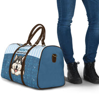Husky Hair Is My Glitter Travel Bag Funny Dog Quote Paw Print Pattern