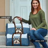 Husky Hair Is My Glitter Travel Bag Funny Dog Quote Paw Print Pattern