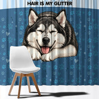 Husky Hair Is My Glitter Window Curtain Funny Dog Quote Paw Print Pattern