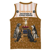 Chihuahua Five Pounds Of Strong Opinions Basketball Jersey Funny Dog Quote Paw Print Pattern