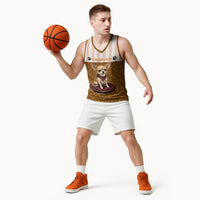 Chihuahua Five Pounds Of Strong Opinions Basketball Jersey Funny Dog Quote Paw Print Pattern