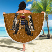 Chihuahua Five Pounds Of Strong Opinions Beach Blanket Funny Dog Quote Paw Print Pattern