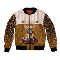 Chihuahua Five Pounds Of Strong Opinions Bomber Jacket Funny Dog Quote Paw Print Pattern