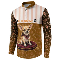 Chihuahua Five Pounds Of Strong Opinions Button Sweatshirt Funny Dog Quote Paw Print Pattern