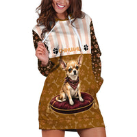 Chihuahua Five Pounds Of Strong Opinions Hoodie Dress Funny Dog Quote Paw Print Pattern