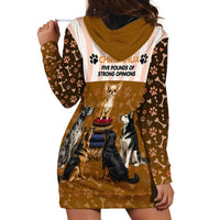 Chihuahua Five Pounds Of Strong Opinions Hoodie Dress Funny Dog Quote Paw Print Pattern