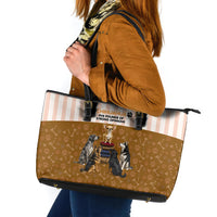 Chihuahua Five Pounds Of Strong Opinions Leather Tote Bag Funny Dog Quote Paw Print Pattern