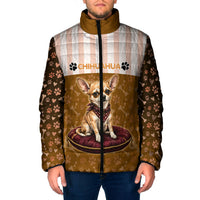 Chihuahua Five Pounds Of Strong Opinions Padded Jacket Funny Dog Quote Paw Print Pattern