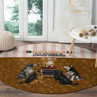 Chihuahua Five Pounds Of Strong Opinions Round Carpet Funny Dog Quote Paw Print Pattern