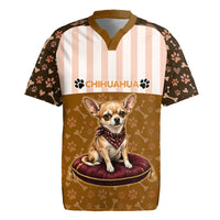 Chihuahua Five Pounds Of Strong Opinions Rugby Jersey Funny Dog Quote Paw Print Pattern