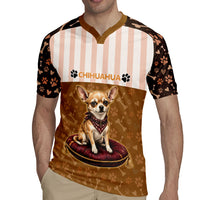 Chihuahua Five Pounds Of Strong Opinions Rugby Jersey Funny Dog Quote Paw Print Pattern