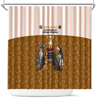 Chihuahua Five Pounds Of Strong Opinions Shower Curtain Funny Dog Quote Paw Print Pattern