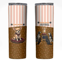 Chihuahua Five Pounds Of Strong Opinions Skinny Tumbler Funny Dog Quote Paw Print Pattern