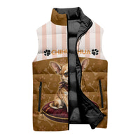 Chihuahua Five Pounds Of Strong Opinions Sleeveless Puffer Jacket Funny Dog Quote Paw Print Pattern