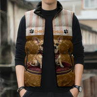 Chihuahua Five Pounds Of Strong Opinions Sleeveless Puffer Jacket Funny Dog Quote Paw Print Pattern