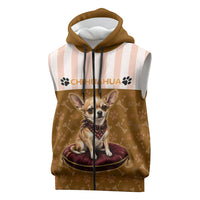 Chihuahua Five Pounds Of Strong Opinions Sleeveless Zip Hoodie Funny Dog Quote Paw Print Pattern