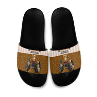 Chihuahua Five Pounds Of Strong Opinions Slide Sandals Funny Dog Quote Paw Print Pattern
