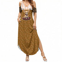 Chihuahua Five Pounds Of Strong Opinions Summer Maxi Dress Funny Dog Quote Paw Print Pattern