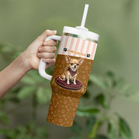 Chihuahua Five Pounds Of Strong Opinions Tumbler With Handle Funny Dog Quote Paw Print Pattern