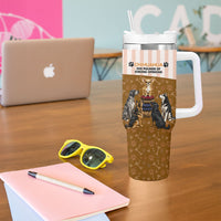Chihuahua Five Pounds Of Strong Opinions Tumbler With Handle Funny Dog Quote Paw Print Pattern