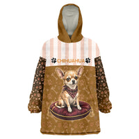 Chihuahua Five Pounds Of Strong Opinions Wearable Blanket Hoodie Funny Dog Quote Paw Print Pattern