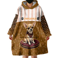 Chihuahua Five Pounds Of Strong Opinions Wearable Blanket Hoodie Funny Dog Quote Paw Print Pattern