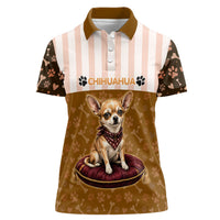Chihuahua Five Pounds Of Strong Opinions Women Polo Shirt Funny Dog Quote Paw Print Pattern