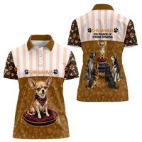 Chihuahua Five Pounds Of Strong Opinions Women Polo Shirt Funny Dog Quote Paw Print Pattern