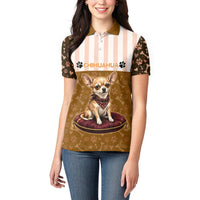 Chihuahua Five Pounds Of Strong Opinions Women Polo Shirt Funny Dog Quote Paw Print Pattern