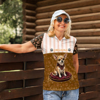 Chihuahua Five Pounds Of Strong Opinions Women Polo Shirt Funny Dog Quote Paw Print Pattern