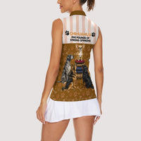 Chihuahua Five Pounds Of Strong Opinions Women Sleeveless Polo Shirt Funny Dog Quote Paw Print Pattern