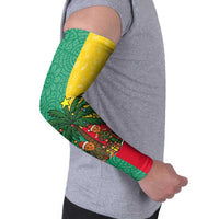 Benin Christmas Arm Sleeves with Palm Tree Dolls and Red Yellow Green Festive - Wonder Print Shop