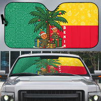 Benin Christmas Auto Sun Shade with Palm Tree Dolls and Red Yellow Green Festive - Wonder Print Shop